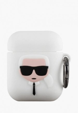 Чехол для наушников Karl Lagerfeld Airpods, Silicone case with ring White. Цвет: белый