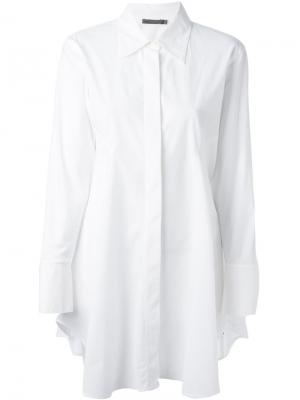 Удлиненная расклешенная рубашка Donna Karan. Цвет: белый