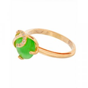 Кольцо помолвочное , кошачий глаз, размер 18, зеленый Lotus Jewelry. Цвет: зеленый
