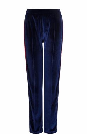 Бархатные брюки прямого кроя с контрастными лампасами Forte Couture. Цвет: синий