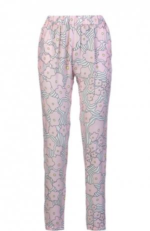 Прямые брюки с эластичным поясом и цветочным принтом Paul&Joe. Цвет: розовый