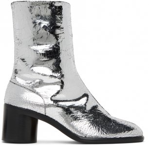 Серебряные ботинки таби с разбитым зеркалом Maison Margiela