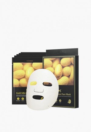 Маска для лица Kims Gold Silk Cocoon Face Mask (набор из 5 шт.). Цвет: желтый