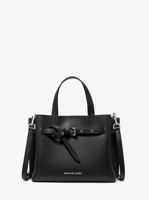 Маленькая сумка-портфель Emilia из шагреневой кожи , черный Michael Kors