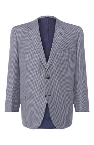 Пиджак из смеси шерсти и шелка Brioni. Цвет: синий