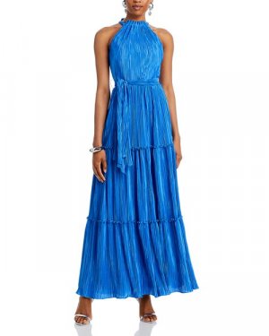 Плиссированное платье с завязками на талии , цвет Blue AQUA