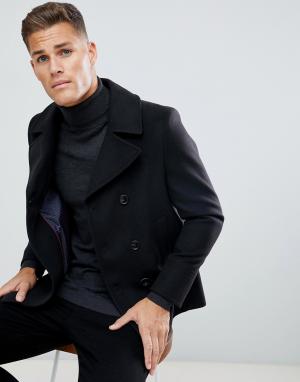 Черное пальто-бушлат из имитирующей шерсть ткани -Черный Burton Menswear