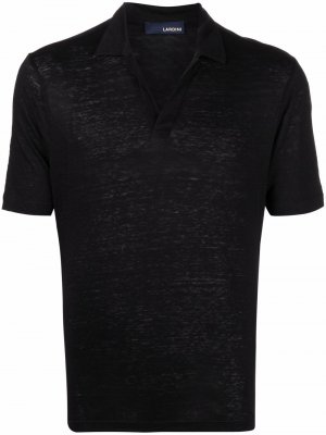 Open-neck linen polo shirt Lardini. Цвет: черный