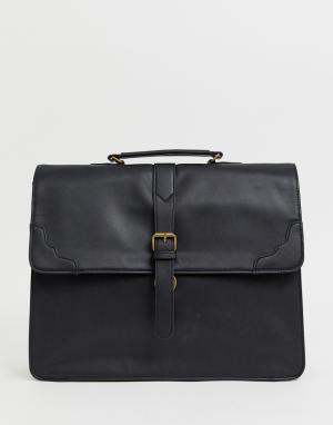 Черный портфель из искусственной кожи с ремешком ASOS DESIGN. Цвет: черный