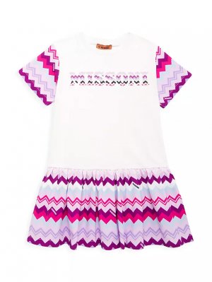 Трикотажное платье с шевронным логотипом для маленьких девочек и , фиолетовый Missoni