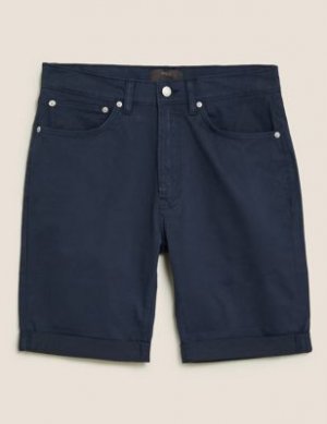 Эластичные джинсовые шорты с карманами, Marks&Spencer Marks & Spencer. Цвет: темно-синий