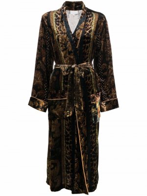 Пальто с завязками и змеиным принтом Pierre-Louis Mascia. Цвет: коричневый