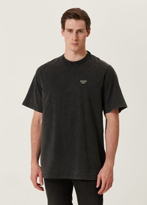 Черная футболка с логотипом Fendi. Цвет: черный