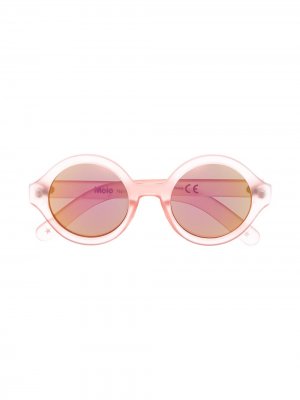 Солнцезащитные очки в круглой оправе Molo Kids. Цвет: розовый