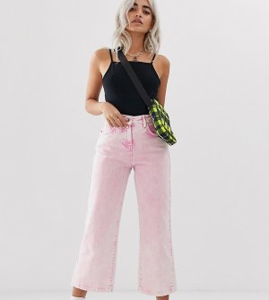 Розовые джинсы прямого кроя с эффектом кислотной стирки COLLUSION Petite x005-Розовый