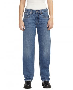 Женские прямые джинсы с низкой посадкой 5 и средней , синий Silver Jeans Co.