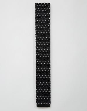 Вязаный галстук в горошек 7X. Цвет: черный