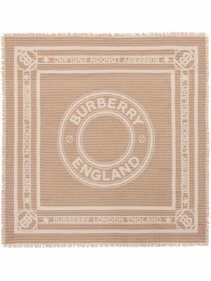 Большой платок с логотипом Burberry. Цвет: коричневый