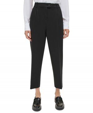 Женские укороченные брюки со складками спереди, черный Calvin Klein