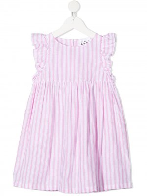 Платье в полоску с оборками на рукавах Douuod Kids. Цвет: розовый