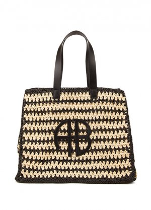 Большая черная женская сумка-шоппер rio бежевого цвета Anine Bing