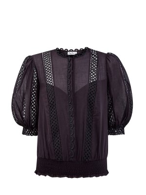 Однотонная блуза Estela из тонкого вышитого хлопка CHARO RUIZ IBIZA. Цвет: черный