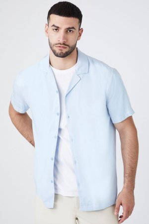 Рубашка из искусственного шелка с короткими рукавами , синий Forever 21