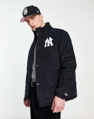 Темно-синяя вельветовая куртка-пуховик New Era York Yankees. Цвет: синий