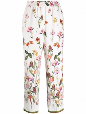 Широкие брюки с цветочным принтом Pt01. Цвет: белый