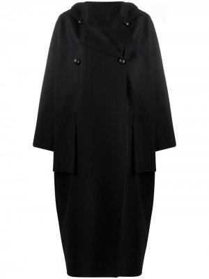 Двубортное пальто с капюшоном Maison Rabih Kayrouz. Цвет: черный