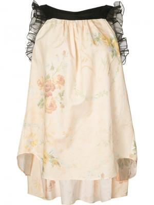 Блузка с цветочным принтом Veronique Branquinho. Цвет: телесный