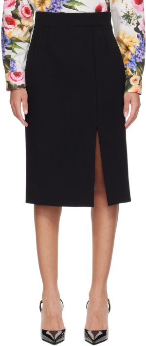 Черная юбка-миди с разрезом Dolce&Gabbana
