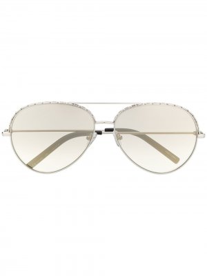 Декорированные солнцезащитные очки-авиаторы Matthew Williamson. Цвет: серебристый