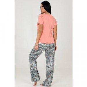 Пижама , размер 54, розовый, черный HOME STYLE. Цвет: голубой/розовый/белый/черный/коралловый