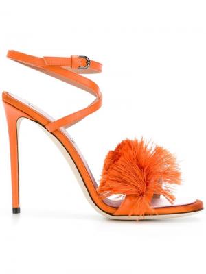 Туфли с ремешками бахромой Marco De Vincenzo. Цвет: жёлтый и оранжевый