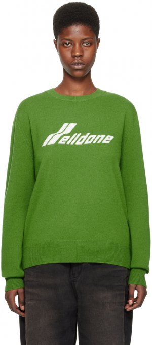 Зеленый жаккардовый свитер We11Done