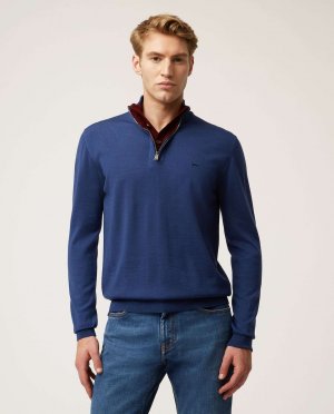 Мужской синий свитер с высоким воротником, индиго HARMONT&BLAINE. Цвет: синий