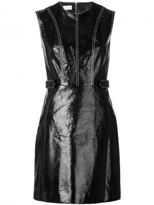 Приталенное лакированное платье Giamba. Цвет: черный