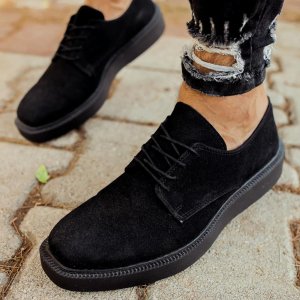 Мужская обувь, классическая замшевая черная искусственная кожа со шнуровкой, швейная подошва, повседневный офисный костюм, весна-осень 2023, модная обувь CH001 Chekich