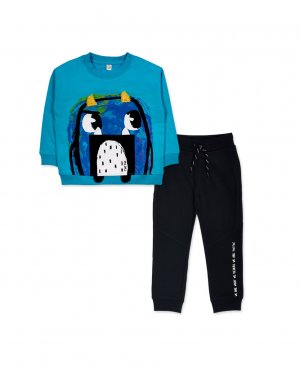 Плюшевый комплект для мальчика со свитшотом и спортивными штанами , синий Tuc
