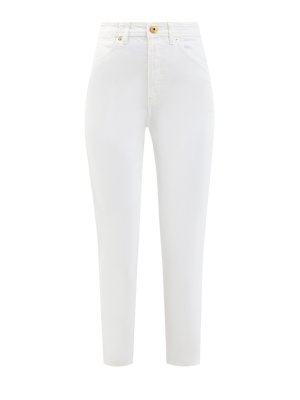 Белые джинсы-slim с фирменной нашивкой на поясе LANVIN. Цвет: белый