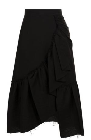 Однотонная хлопковая юбка-миди с оборками Rachel Comey. Цвет: черный