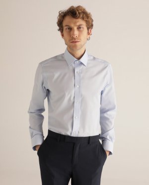 Обычная однотонная мужская рубашка Non Iron fil a синего цвета , светло-синий Mirto