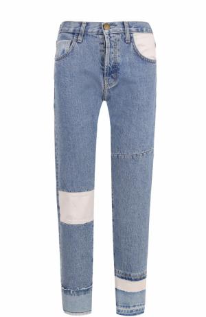 Укороченные джинсы прямого кроя с потертостями Current/Elliott. Цвет: голубой