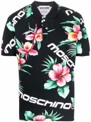 Рубашка поло с цветочным принтом Moschino. Цвет: черный