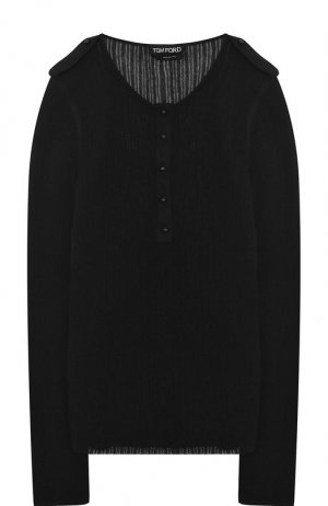 Пуловер фактурной вязки из смеси кашемира и шелка Tom Ford. Цвет: чёрный