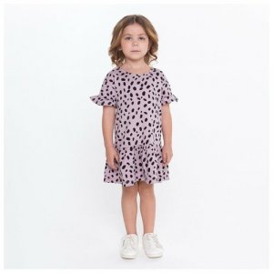 Платье для девочки, цвет тёмно-лиловый/горох, рост 104-110 см , 1 шт. TAKRO. Цвет: розовый/фиолетовый