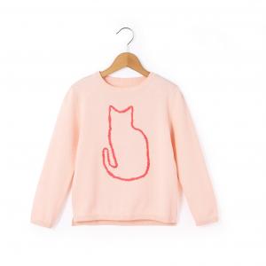 Пуловер с круглым вырезом, из тонкого трикотажа La Redoute Collections. Цвет: розовый