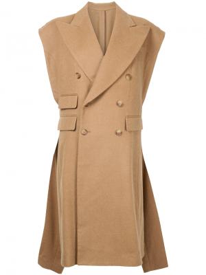Свободное пальто без рукавов R13. Цвет: коричневый