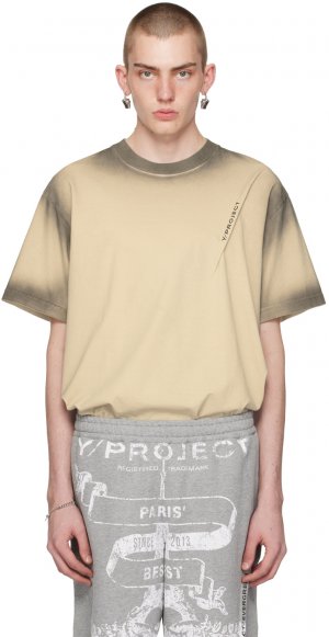 Бежево-серая футболка с защипами Y/Project